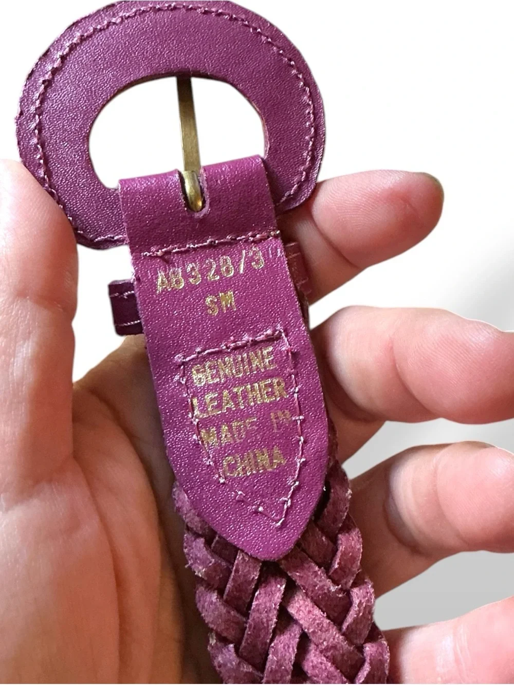 Purple Braided Leather Belt Women’s Small Up To 32”